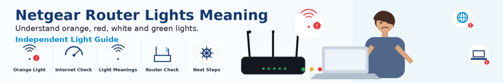 Netgear router light meanings — orange, white, green and red indicator lights guide for home and small office users